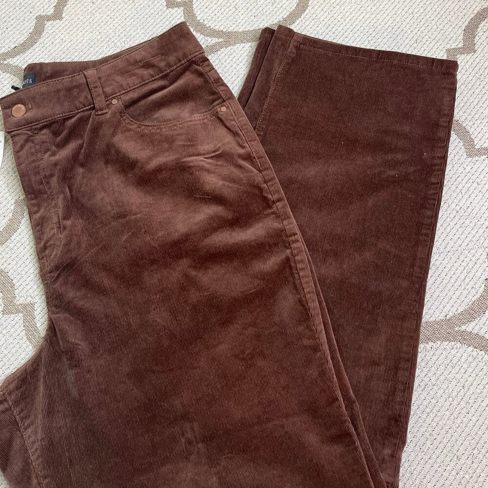 Talbots Stretch Corduroy Straight Leg Pants 16P Dark Chocolate Brown IN5324